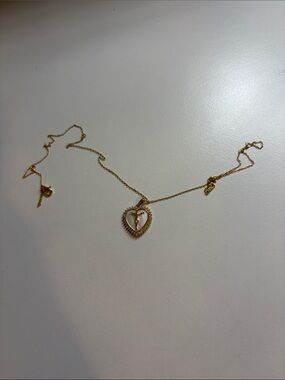 Gold Heart Pendant Necklace with Cross Accent